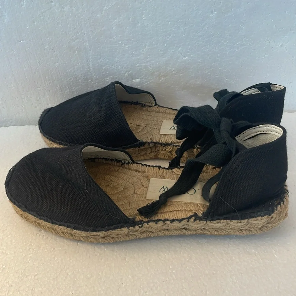J Crew espadrilles sandals tie up wrap flats preppy black women’s size 7